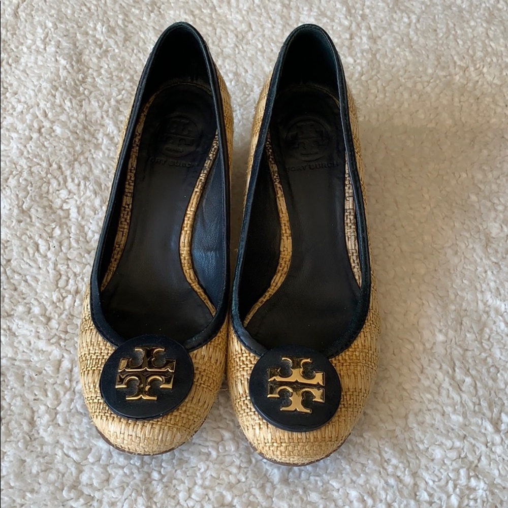 Tory Burch Raffia Sally Wedge Size 8